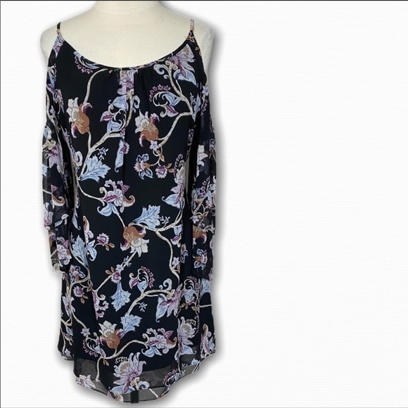 WHBM cold shoulder dress in midnight vines - Picture 3 of 8